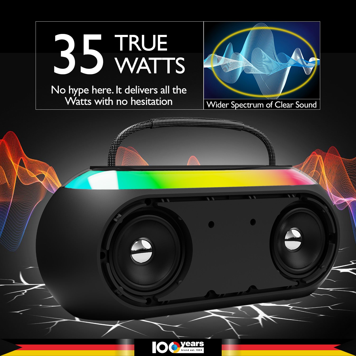 Atomik Kolors Boombox Portable Party Speaker (Black)