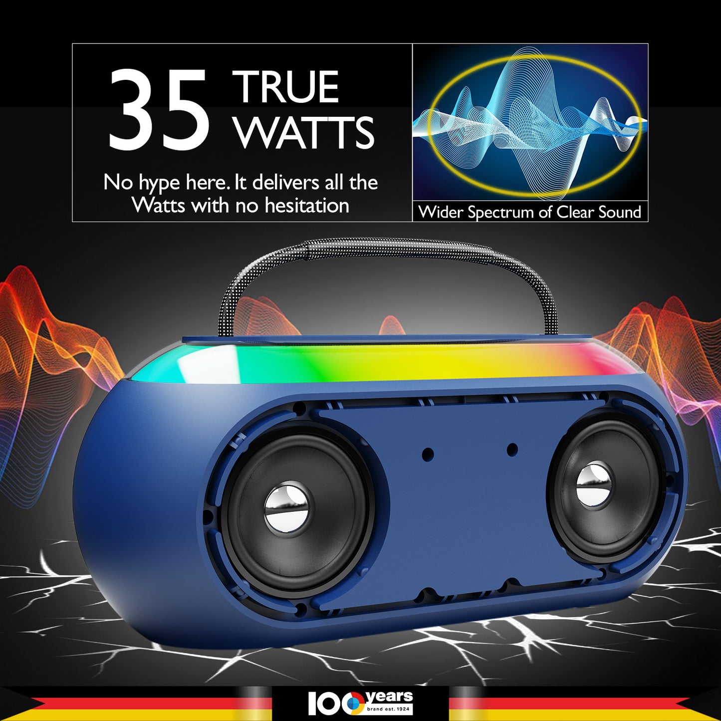 Atomik Kolors Boombox Portable Party Speaker (Blue)