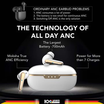 BTW300 Xtreme Moksha Maxbuds TRUE ANC Wireless Earbuds (White)