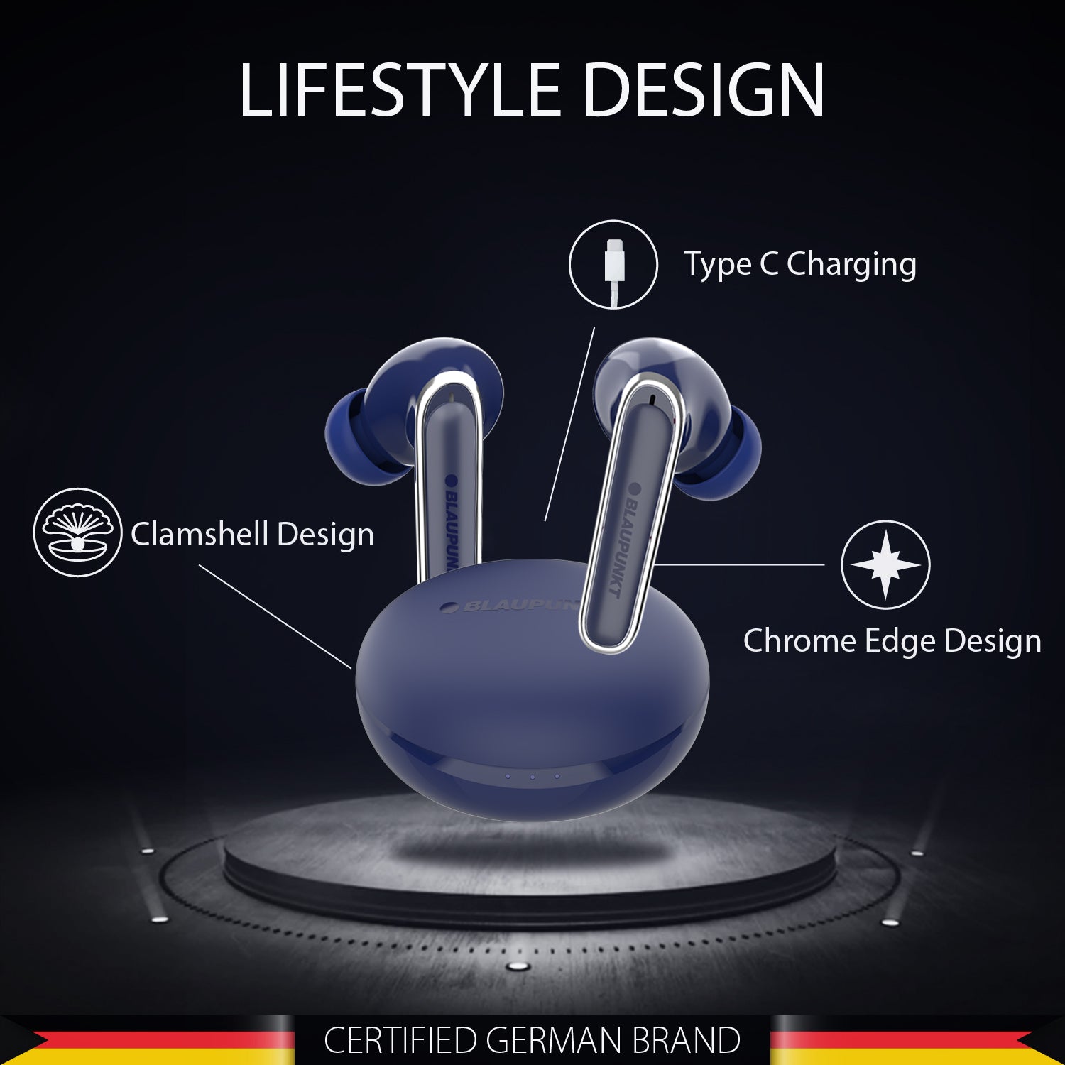 BTW100 Truly Wireless ENC Earbuds Refurbished Blue