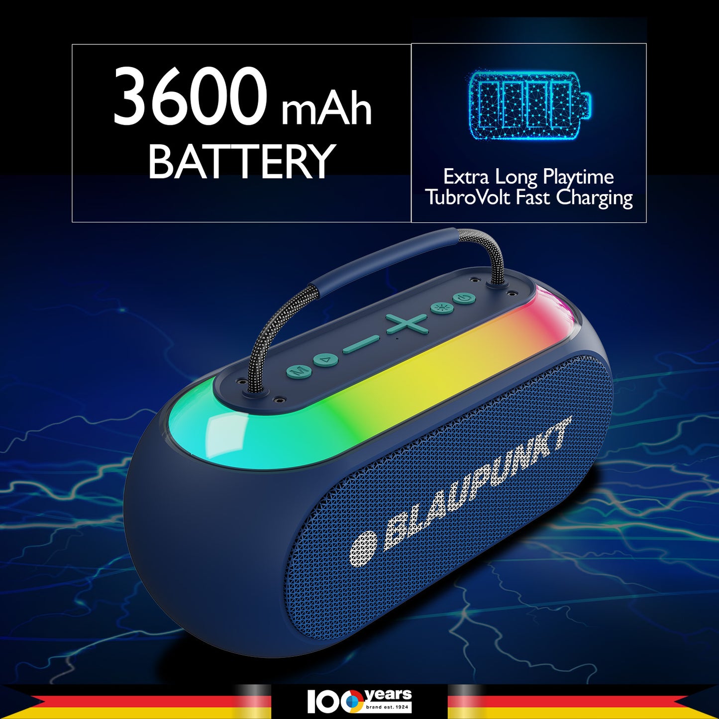 Atomik Kolors Boombox Portable Party Speaker (Blue)