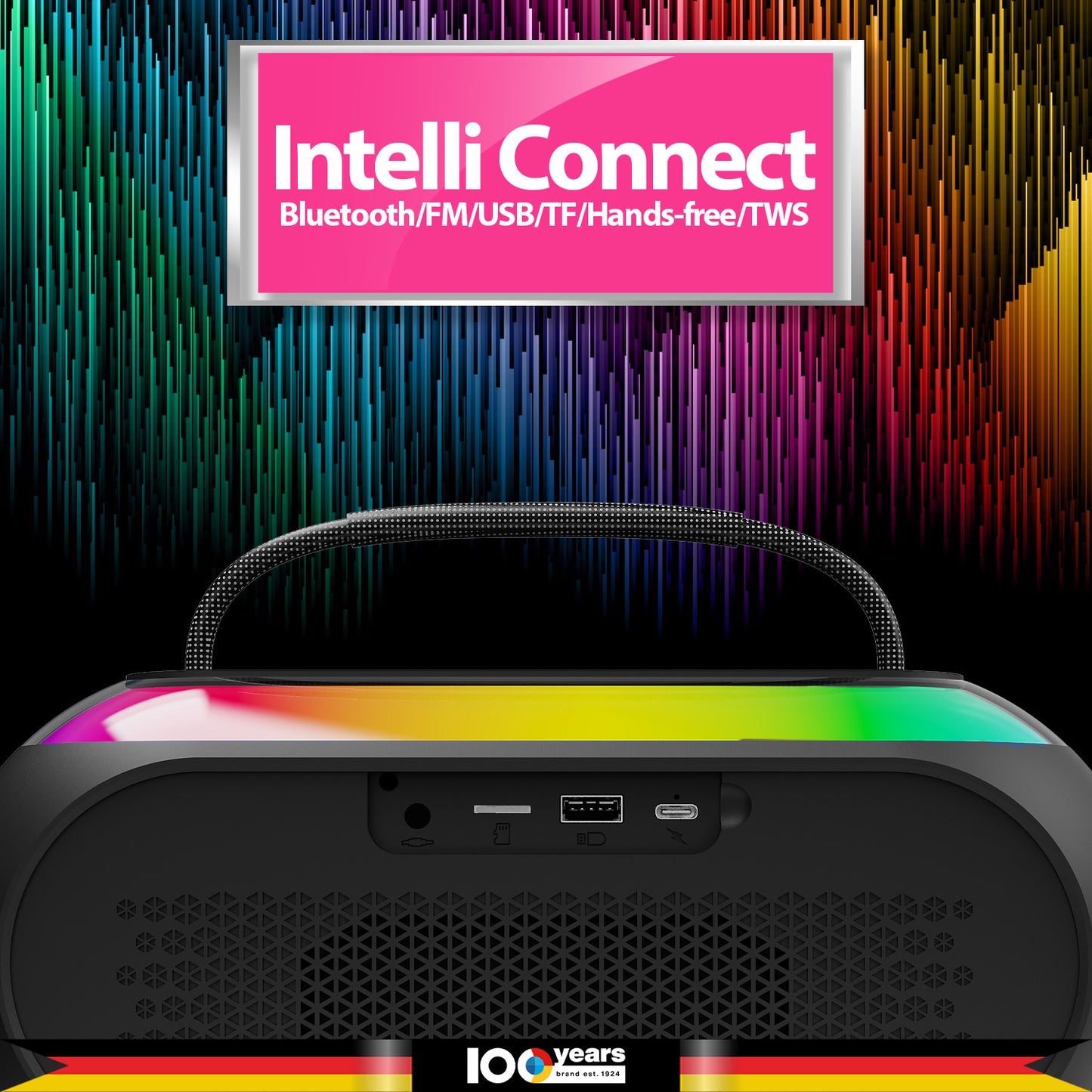 Atomik Kolors Boombox Portable Party Speaker (Black)