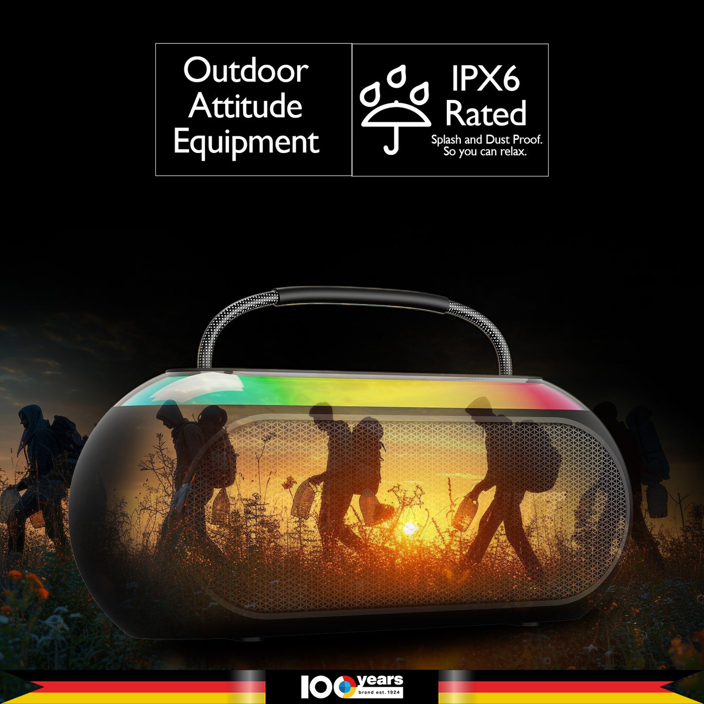 Atomik Kolors Boombox Portable Party Speaker (Black)