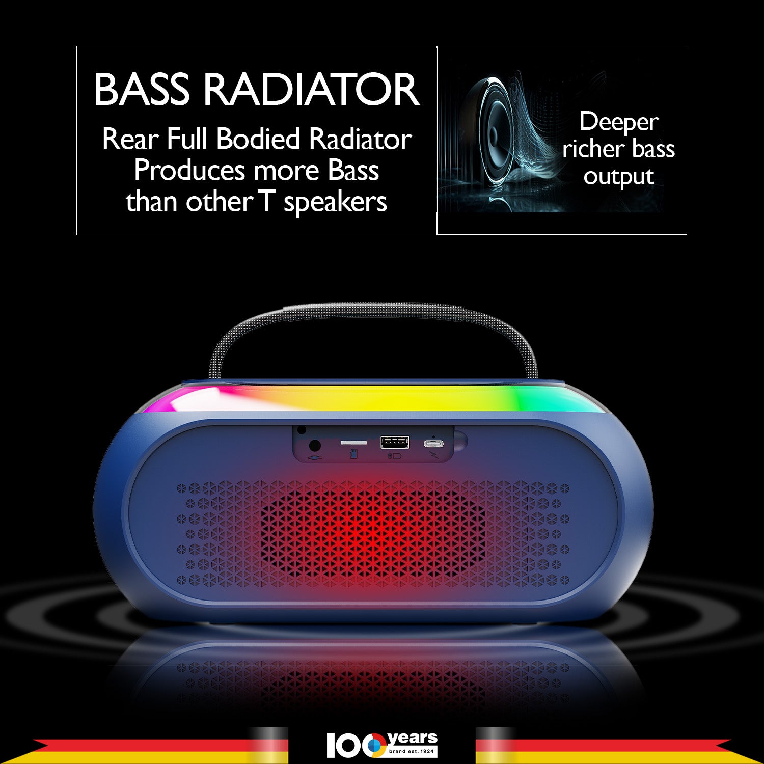 Atomik Kolors Boombox Portable Party Speaker (Blue)