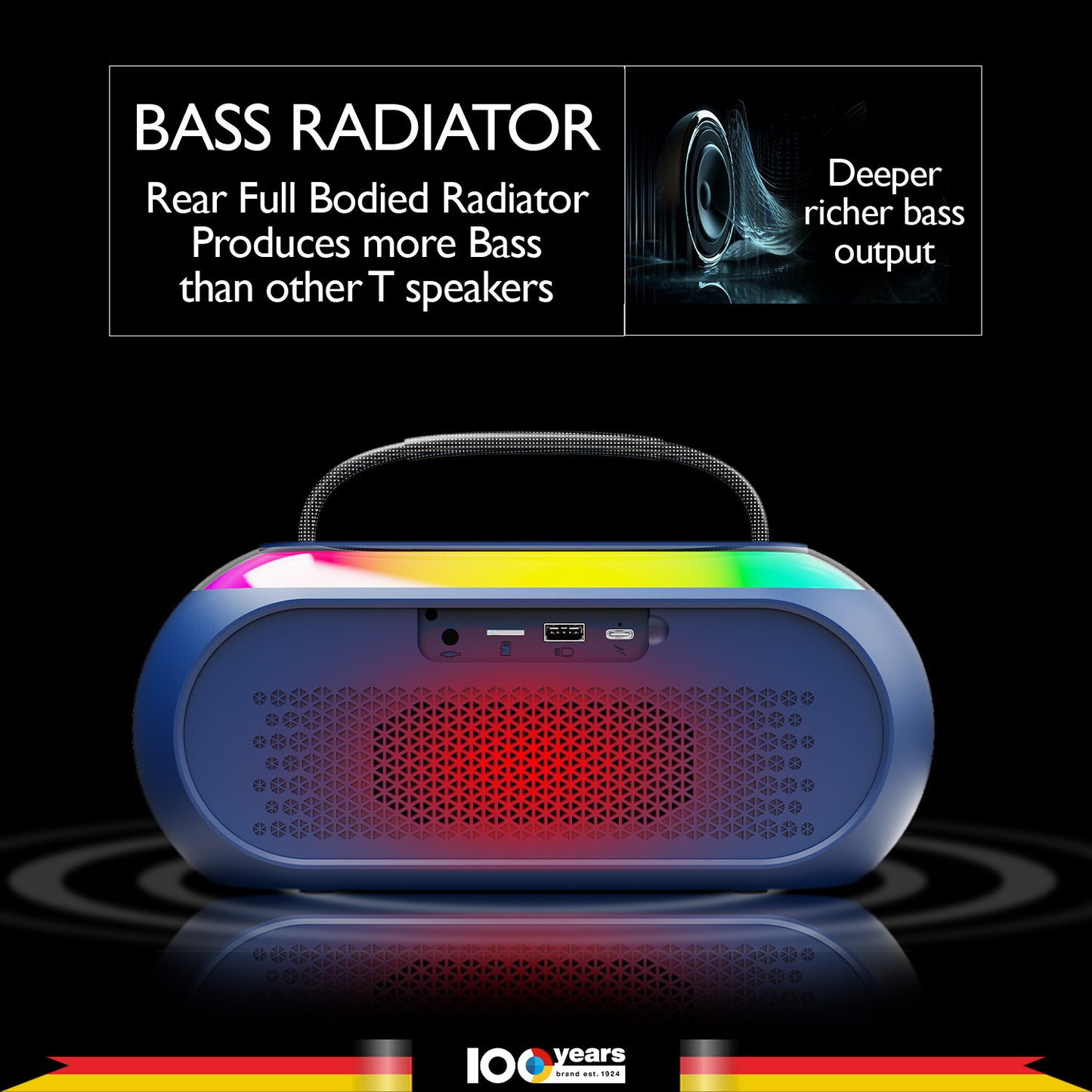 Atomik Kolors Boombox Portable Party Speaker (Blue)