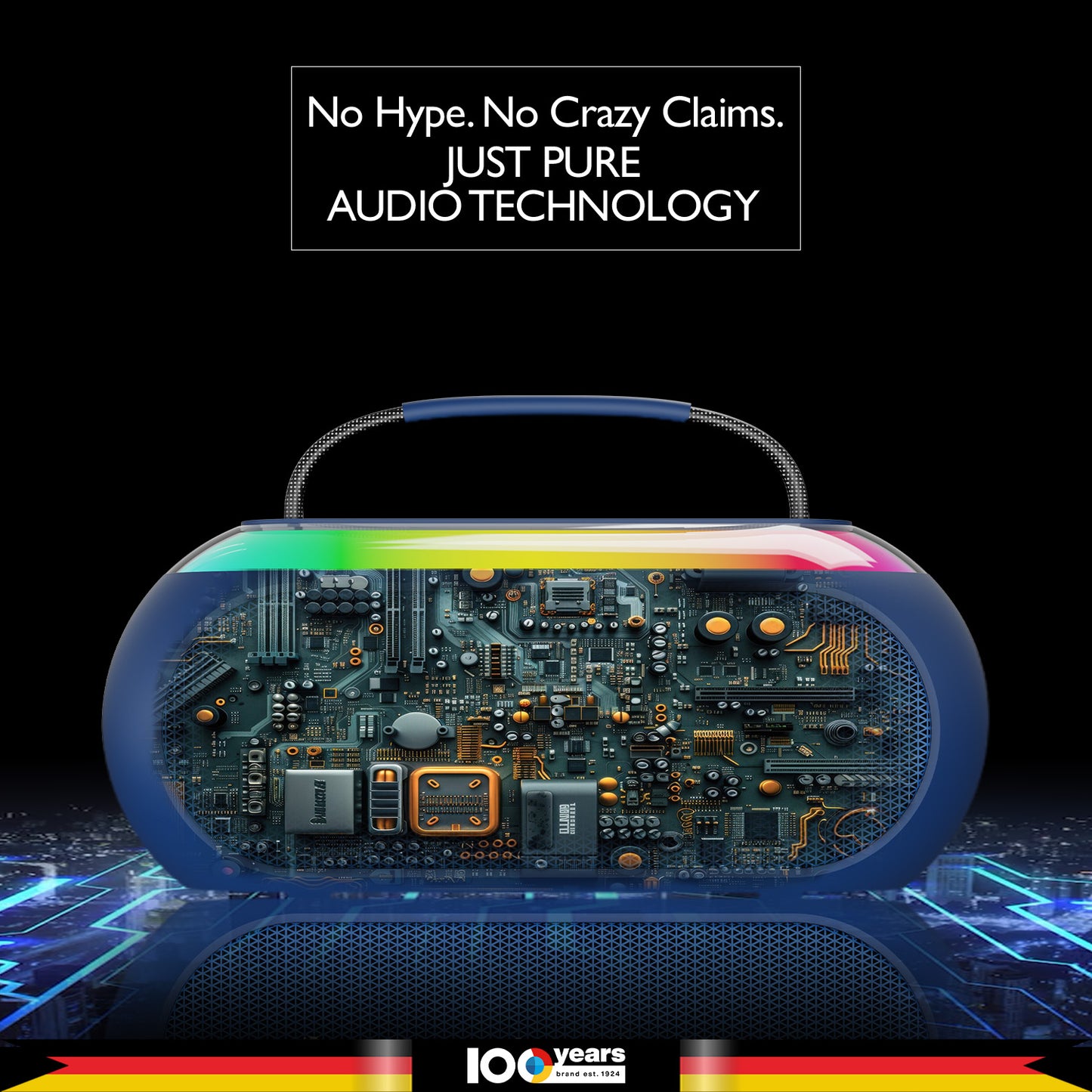 Atomik Kolors Boombox Portable Party Speaker (Blue)