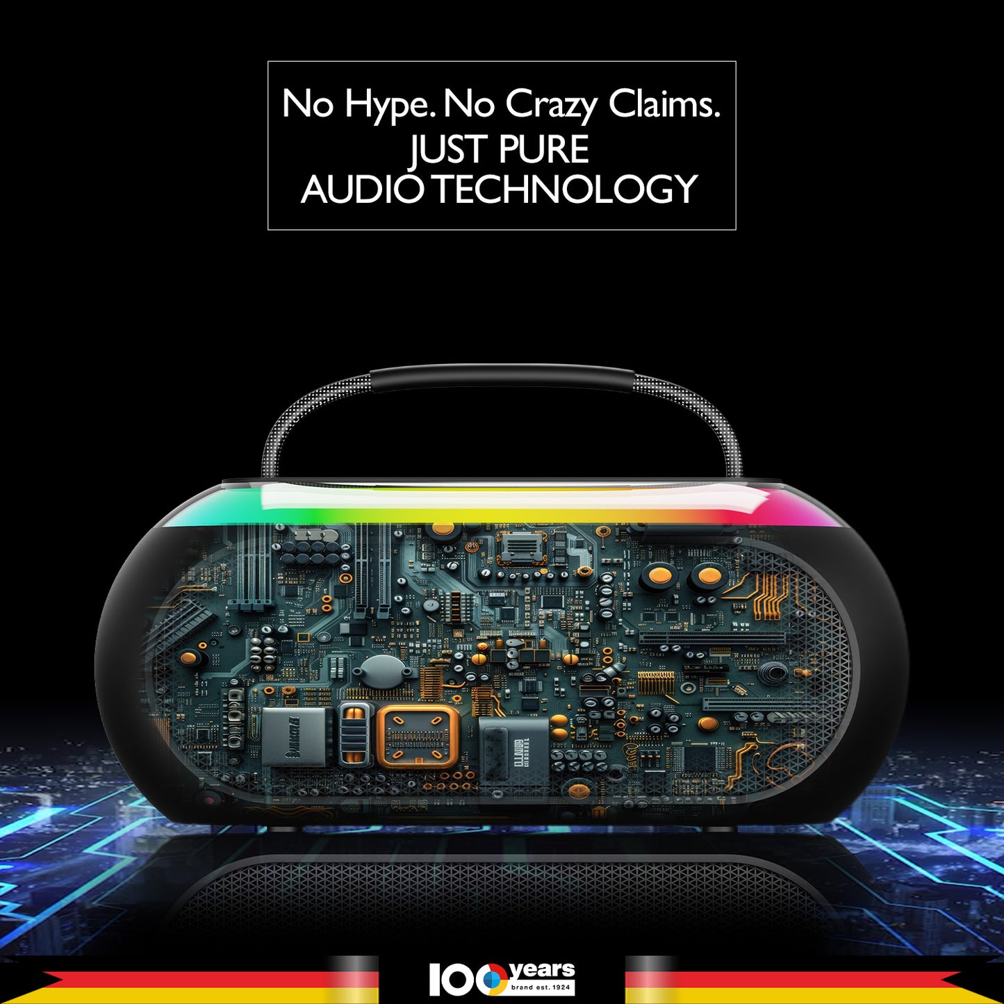 Atomik Kolors Boombox Portable Party Speaker (Black)