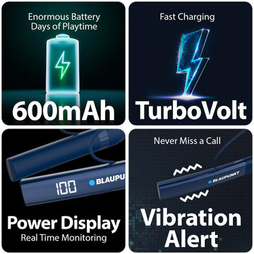 BE100 Xtreme Neckband with Ultra-Long Playtime (Blue) - Blaupunkt India