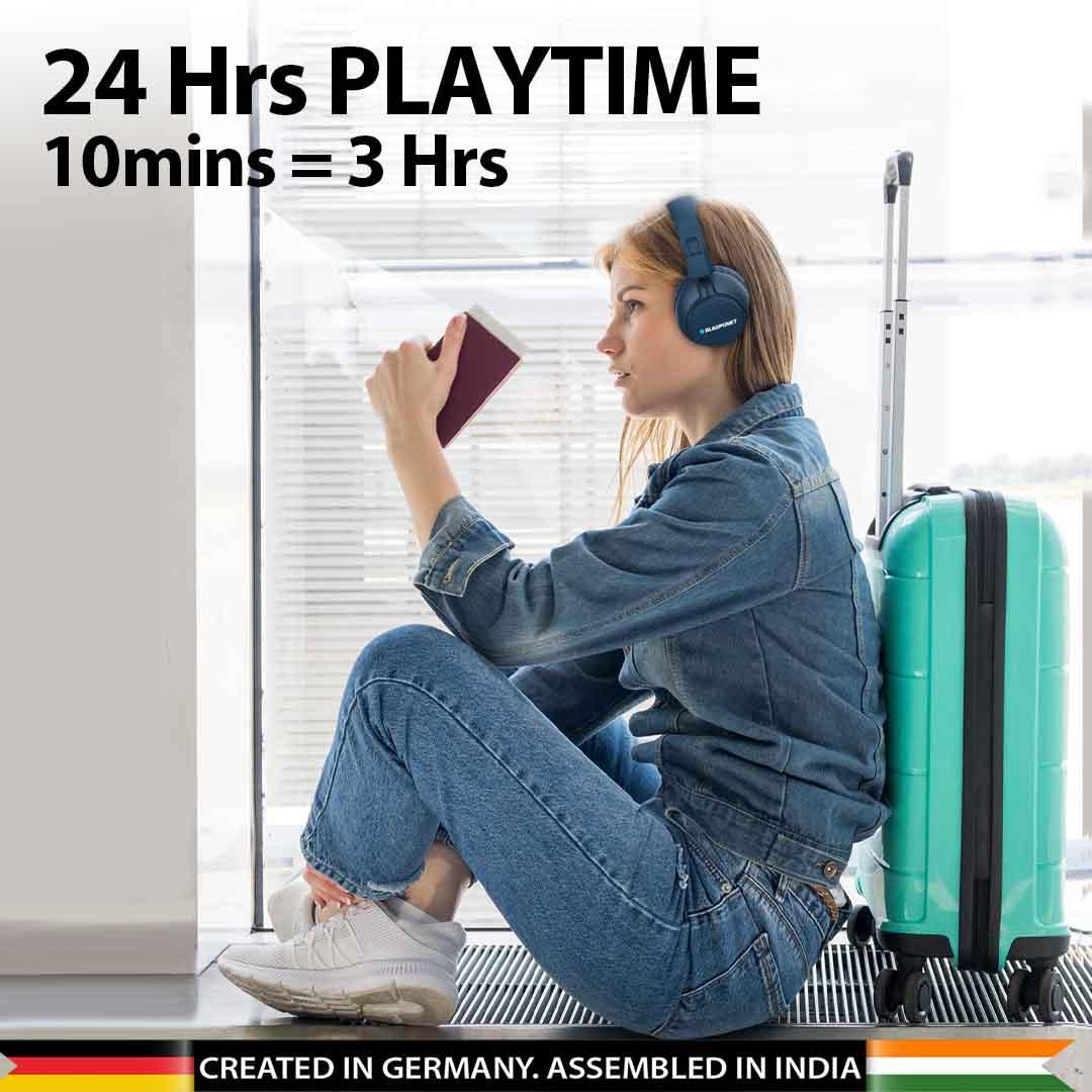 BH41 Bluetooth Wireless Over-Ear Headphone (Blue) - Blaupunkt India