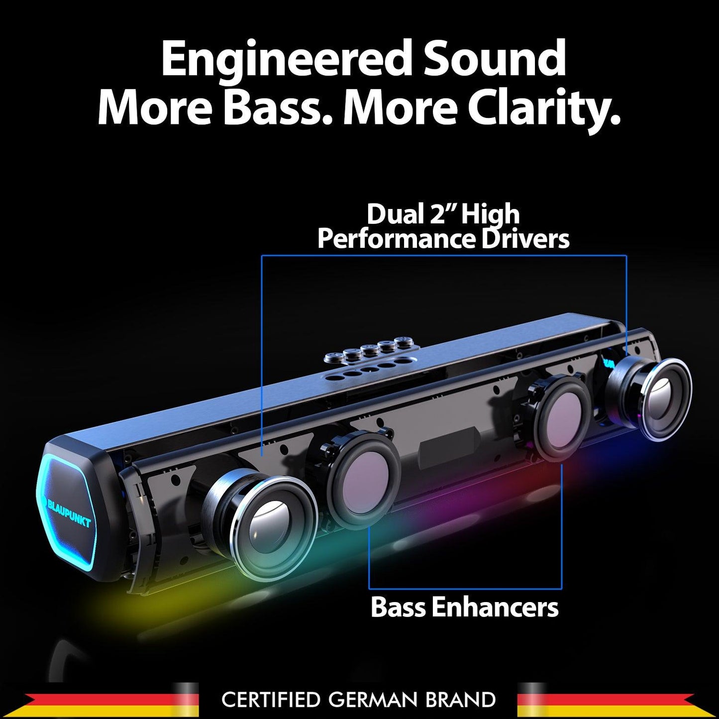 SBA20 Pro Wireless Bluetooth Soundbar with 25W (BK) - Blaupunkt India