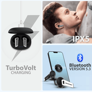 Blaupunkt BTW300 Black Earbuds |ENC CRISPR TECH