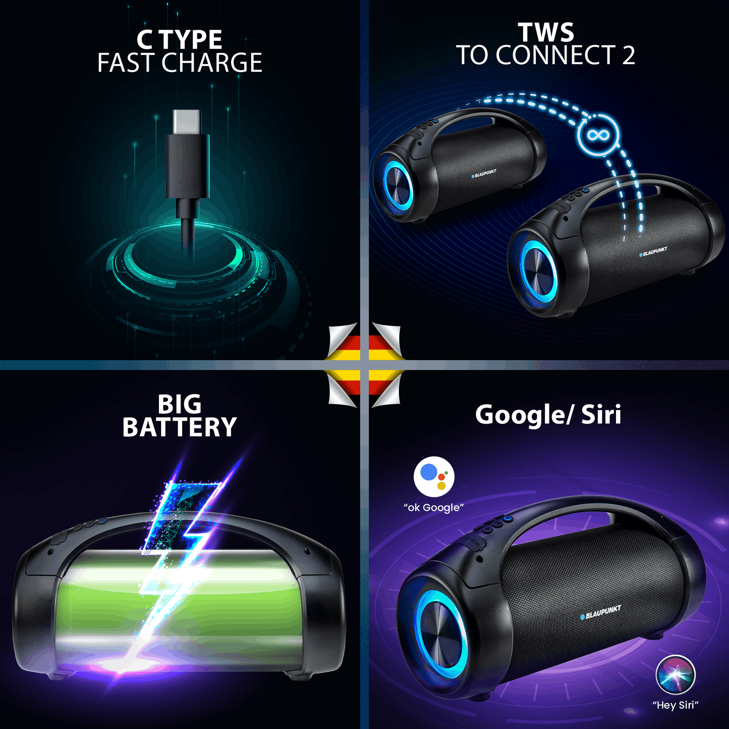 Blaupunkt Recertified Atomik BB30 | Bluetooth Party Speaker Fast Charging